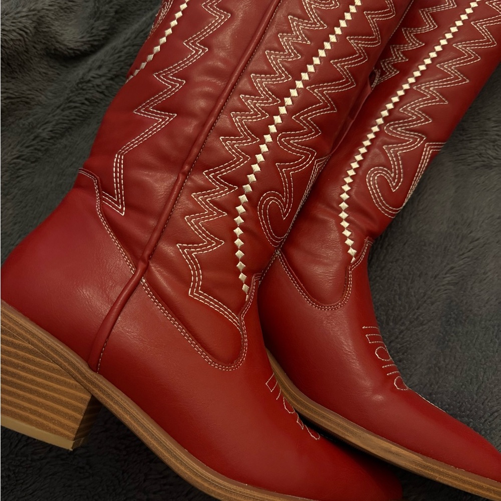 Red Leather Western Boots